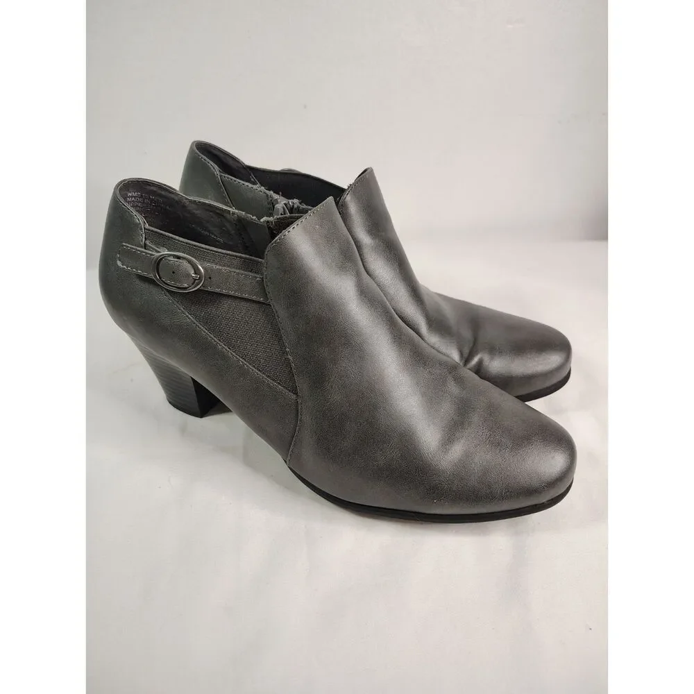 Croft & Barrow Ortholite Gray Ankle Bootie Heeled Comfort Shoes Women’s 10M Zip